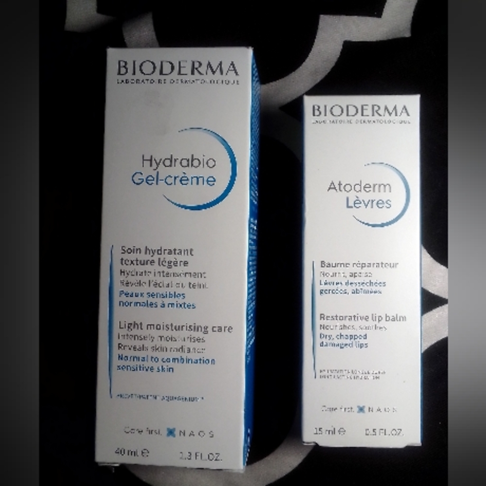 BIODERMA (2)PC SKINCARE SETHYDRABIO GEL CREAM/RESTORATIVE LIP BALM- BRAND NEW